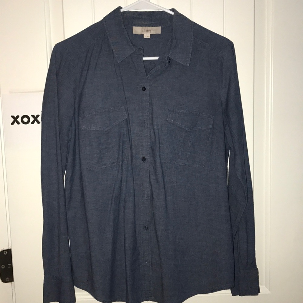Loft navy blue blouse